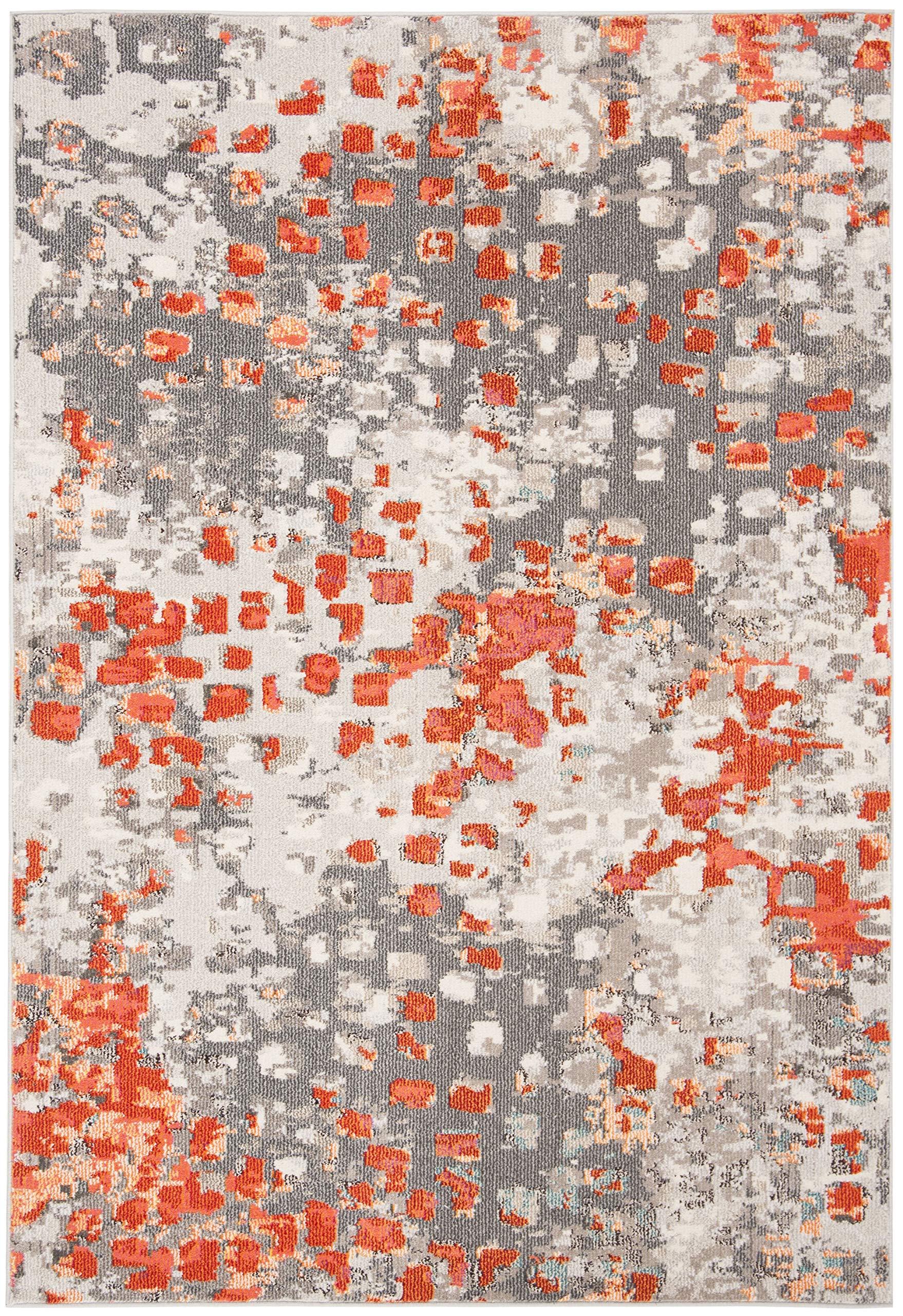SAFAVIEH Madison Collection Accent Rug - 2' x 4', Grey & Orange, Boho Abstract Distressed Design, Non-Shedding & Easy Care, Idea